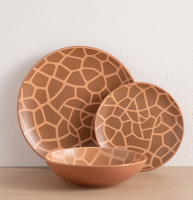 Vaisselle en céramique à imprimé animalier safari, assiettes et bols mixtes tigre, léopard, zèbre, vente en gros et personnalisable