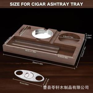 Wooden cigar ashtray, desktop cigar tray, whiskey holder, multi-functional glass <b>rack</b>, solid wood decorative <b>plate</b> - Product Image 3