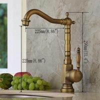 Robinet de cuisine monotrou à levier unique en laiton avec cartouche céramique, bec orientable et bec haut