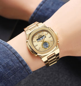 Montre numérique ronde SKMEI 2279 2024, 7 options de couleur, bracelet en acier inoxydable, étanche 30 m, double heure, chronographe, alarme - Product Image 1