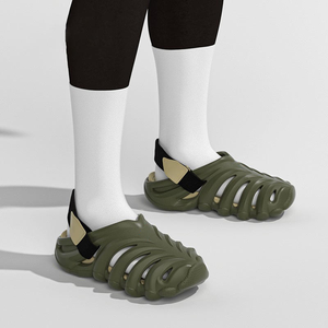 Sandales ultra-légères en EVA monobloc pour hommes, confort nuageux, pantoufles découpées blanches et oranges, antidérapantes, intérieur/extérieur - Product Image 6