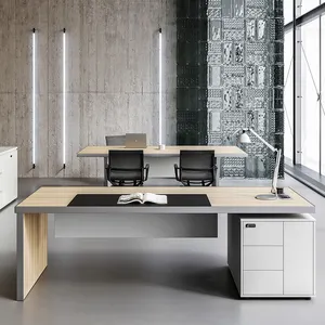 Classic High Glossy Office Table Boss Executive Desk With Drawers And Shelves Wooden Executive Desks For General Managers