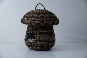 Neuheit: Umweltfreundliches Rattan-Geflecht Haustiernest, Niedliches Anti-Rattan Pilzhaus für Katzen und Hunde - Product Image 4