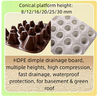 Planche de drainage rainurée moderne en HDPE marron, surface galetée, étanche, pour applications industrielles, toitures vertes, garantie cinq ans