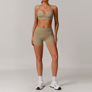 Tuta sportiva Yoga della <span class=keywords><strong>serie</strong></span> ecologica ad asciugatura rapida pantaloncini <span class=keywords><strong>a</strong></span> vita alta reggiseno sportivo da palestra abbigliamento sportivo da 2 pezzi - Product Image 6