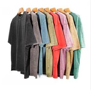 T-shirt da uomo a maniche corte personalizzate in tinta unita all'ingrosso 2024 nuovo stile per fare t-shirt con maniche corte a maniche corte di vecchia tendenza - Product Image 1