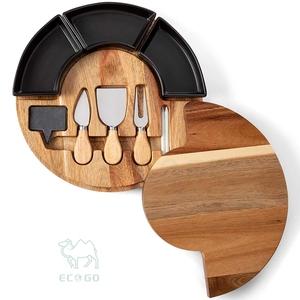 Tabla redonda de bambú para queso y charcutería para interior y exterior - Product Image 1