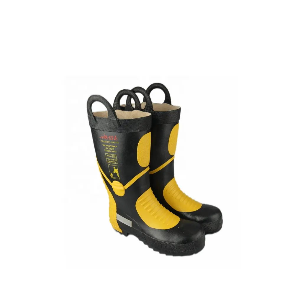 Precio barato y botas de goma impermeables de alta calidad bota de bombero botas de seguridad contra incendios