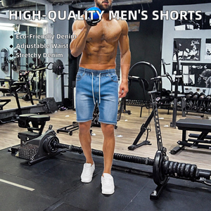 Shorts en jean d'été écologiques de haute qualité en gros pour hommes, taille plus, haute élasticité, style décontracté sportif, style hip-hop - OEM - Product Image 2