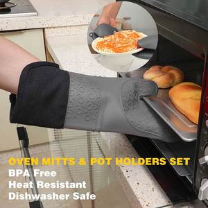 <b>Silicone</b> Printed Oven Mitts Heat-Resistant Cooking Gloves for Barbecue Grill and <b>Baking</b> Ambient Mittens for Kitchen Use - Product Image 6