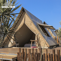 Tente de luxe pour hôtel de glamping en plein air, design triangulaire, villa préfabriquée, tente de safari en toile