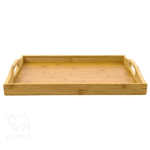 Plateau de service de luxe en bambou naturel avec poignée pour salle à manger - Product Image 2
