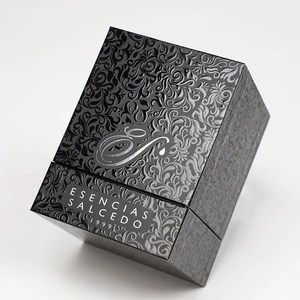 Boîte en papier rectangulaire noire personnalisée de luxe pour bougies en tube, aromathérapie, impression numérique UV, boîtes à parfum avec couvercle et base rigides - Product Image 3