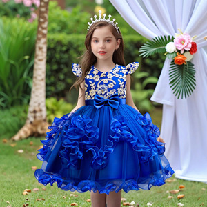 Children's Princess Dress Wine <b>Red</b> <b>Sequined</b> Tutu Skirt Stage Performance Girls Lace Dress - Product Image 3