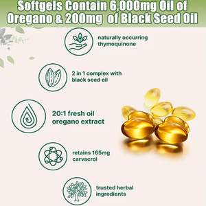 Oregano Olie Softgels Capsules Niuzhi Olie Zwarte Zaadolie Immuunsysteem Antioxidant Ondersteuning Niet-Gmo Glutenvrije Volwassene 2 Capsules Per Dag - Product Image 3