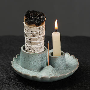 Plateau en céramique en <span class=keywords><strong>bois</strong></span> sacré péruvien européen et américain <span class=keywords><strong>Bougeoir</strong></span> transfrontalier Brûleur d'encens Support de diffuseur d'aromathérapie - Product Image 2