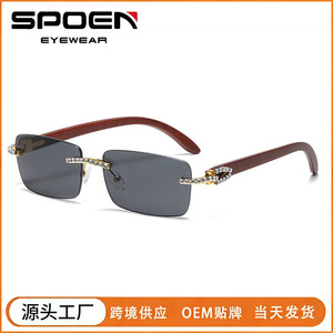 Lunettes de soleil rectangulaires demi-cerclées UV400, protection solaire tendance, unisexe adulte 2025 - Product Image 5