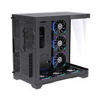 Lovingcool Design Phare Boîtier PC Noir pour Gamer, Tours et Boîtiers d'Ordinateur ATX avec Panneau en Verre Trempé Courbé