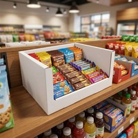 Présentoir PDQ en carton ondulé recyclable et écologique, prêt à l'emploi, avec logo personnalisé, pour chocolats, bonbons, barres énergétiques, boîte de comptoir