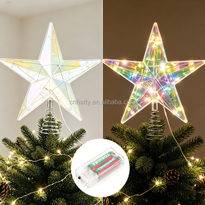 Handmade Modern Factory Plastic Lighted Star-Shaped Spring-Base Tree <b>Topper</b> Ornament for Christmas Tree Holiday Decorations - Product Image 1
