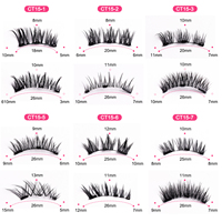 Kit d'extension de cils DIY en grappe, marque privée, 30D 40D 50D, cils en bande complète, effet 3D, pailletés, auto-adhésifs, réutilisables