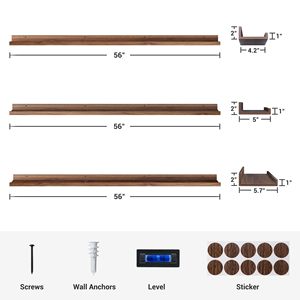 Tùy chỉnh màu đen sâu lớn treo tường kim loại khung thiết lập Kệ treo kệ nổi cho trang trí nội thất lưu trữ - Product Image 3