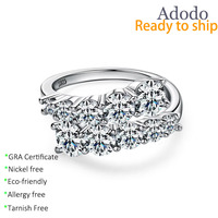 Bagues ouvertes en argent S925 personnalisées pour femmes, bijoux fins avec moissanite VVS GRA, idéales pour anniversaire, Saint-Valentin, Noël