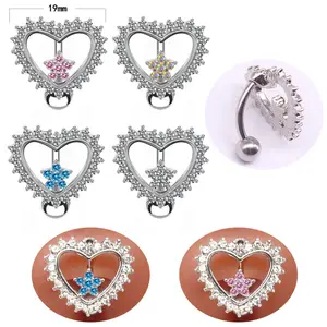 Gaby surgical steel belly piercing heart belly button ring custom jewelry navel rings wholesale] piercing fashion jewelry