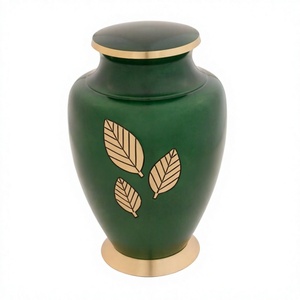 Tres hojas de oro Árbol fuerte Latón Cremación Funeral Memorial Adulto Ceniza Urnas humanas Bolsa de terciopelo gratis - Product Image 1