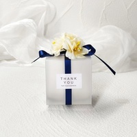 Boîtes à bonbons en plastique romantiques pour mariage avec ruban et fleur, boîte cadeau en plastique transparente pour fête de mariage ou de Thanksgiving