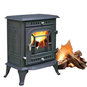 中国制造商出售电铸铁真火角木材燃烧颗粒壁炉加热器炉
