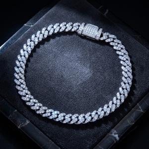 Bracelet en argent sterling 925 avec moissanite, chaîne cubaine Miami entièrement pavée, 5mm 7mm 9mm 12mm 15mm, personnalisable, vente en gros - Product Image 2