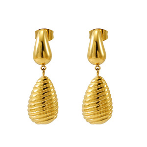 ZOGXIN Teardrop Earrings Gold Stainless Steel Drop Earrings Party Jewelry - Product Image 5