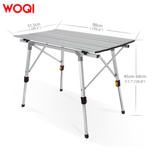 Table de camping pliante en aluminium Woqi 90x68x51.5cm, table d'extérieur portable avec plateau rigide réglable pour pique-niques et camping - Product Image 4