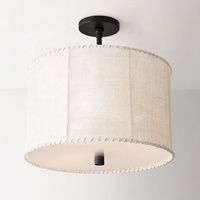 Plafonnier LED rond moderne en tissu pour chambre à coucher, base en acier avec couvercle en acrylique