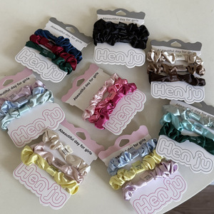 ที่คาดผมแบบหางม้าสูงผ้าซาตินฝรั่งเศส ยางรัดผมแบบยืดหยุ่นพิเศษพร้อมยางรัดผม (3 ชิ้น) - Product Image 1