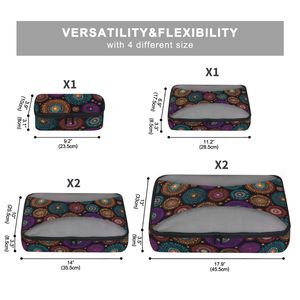 Ensemble de 6 cubes de rangement compressibles en maille imperméable avec motif de points aborigènes australiens - Product Image 2