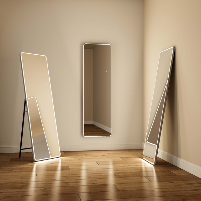 Custom Smart Touch Aluminum Frame Lighted Wall Hair Salon Floor Body Led Dressing With Light Full Length Mirror