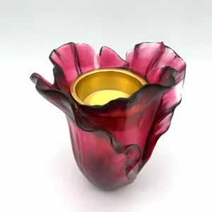 Vaso de cristal colorido artesanal, queimador de manicure