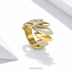 Anillo de cóctel moderno de oro de 10 quilates con engaste de diamantes para mujer, joyería de fiesta - Product Image 1