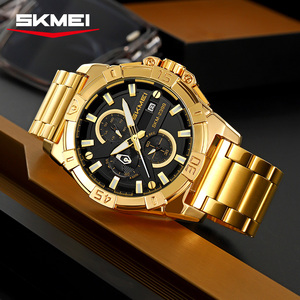 Skmei 2399 Vàng Bạc Đen Người Đàn Ông Xem Thạch Anh Phong Trào Thép Không Gỉ Ban Nhạc Tay Đồng Hồ Cho Nam Giới 3ATM Đồng Hồ Chống Thấm Nước Bán Buôn - Product Image 6