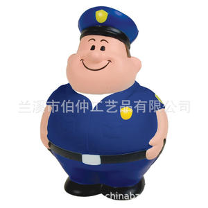 Balle anti-stress en PU en forme de policier, bleue, douce, jouet promotionnel - Product Image 1