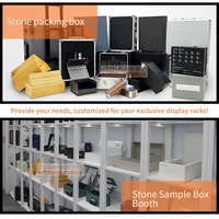 Boîte de présentation d'échantillons de carreaux en bois et de pierre de quartz au design unique, revêtement imperméable et anti-mites, étui à échantillons en marbre avec poignée