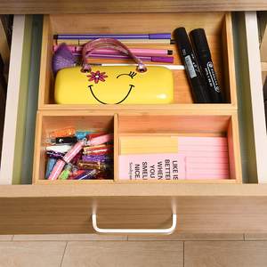 Ensemble de 5 boîtes de rangement en bambou pour tiroirs, kit de boîtes de rangement en bois pour bureau, organisateur de tiroirs multi-usages - Product Image 5