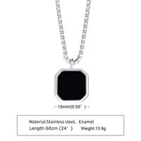 Collier pendentif carré de marque transfrontalière, design de niche, avec goutte de résine noire, chaîne longue pour pull, style Ins, vente en gros