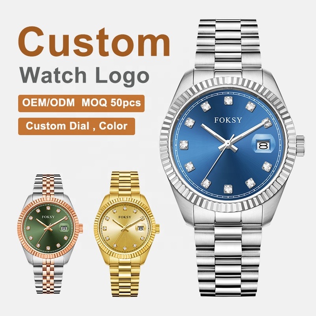 Watch Manufacturer Factory Custom Logo Luxury Gold Diamond Stainless Steel Watch Date Wholesale Luminous Waterproof Watch Men