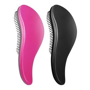 pink custom kid wet hair scalp massager curly detangle hair brush comb hairbrush set for women hair