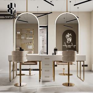 Modern European Style Large Full Length Barber Salon Furniture <b>Makeup</b> Hairdressing <b>LED</b> Beauty Salon <b>Mirror</b> Station Table - Product Image 1