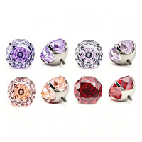 Boucles d'oreilles cartilage Freya en titane ASTM F136 coloré avec zircon 5A taille rose, hypoallergéniques, bijoux de piercing labret