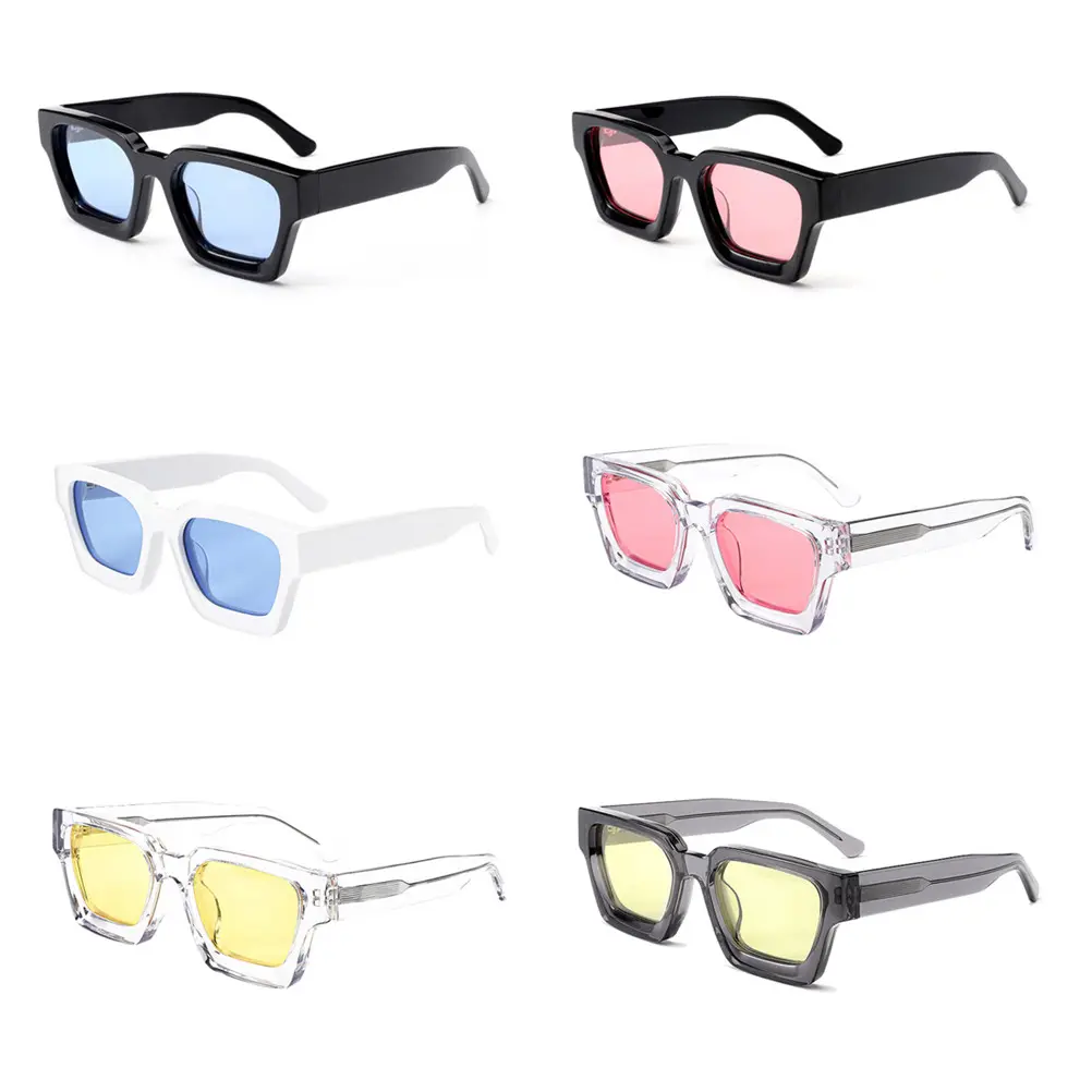 Оптовая продажа модных солнцезащитных очков, квадратные ацетатные солнцезащитные очки для мужчин и женщин